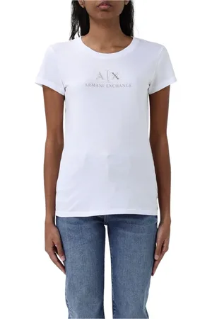 Armani Exchange Koszulki, Kobieta, Biały, L, Koszulka z Logo