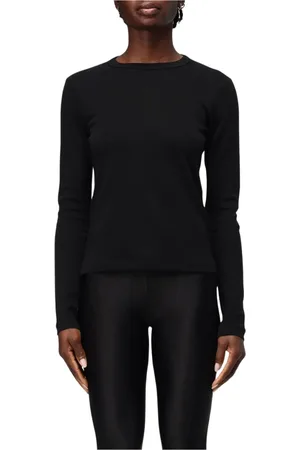 Helmut Lang Koszulki, Kobieta, Czarny, M, Czarna Dopasowana Góra Minimalistyczny Design