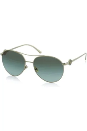 Giorgio Armani Akcesoria, Kobieta, Żółty, ONE SIZE, Złote Owalne Okulary Przeciwsłoneczne dla Kobiet