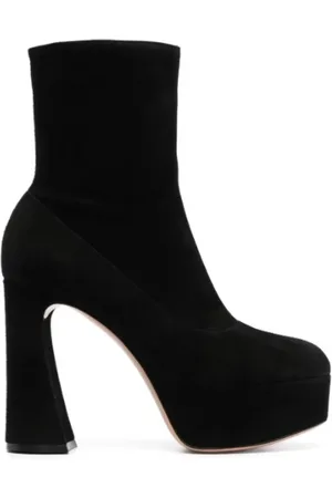 Gianvito Rossi Buty, Kobieta, Czarny, 40 1/2 EU, Skóra, Botki na platformie z wysokim obcasem typu słupek