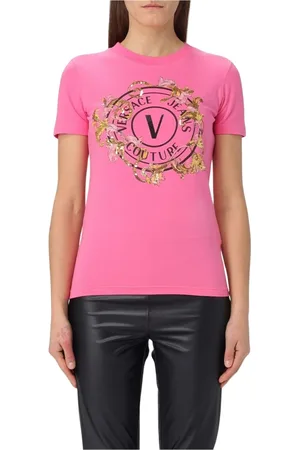 VERSACE Koszulki, Kobieta, Różowy, 2XS, Różowa koszulka Couture dla kobiet