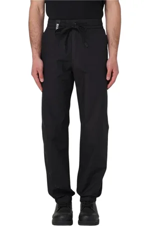 VERSACE Spodnie, Mężczyzna, Czarny, L, Czarne Designer Logo Spodnie Stylowe Uniwersalne