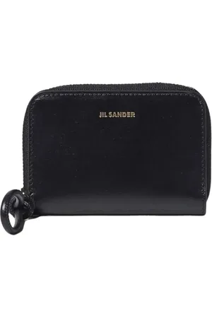Jil Sander Akcesoria, Kobieta, Czarny, ONE SIZE, Czarna Skórzana Portmonetka z Zawieszką na Klucze
