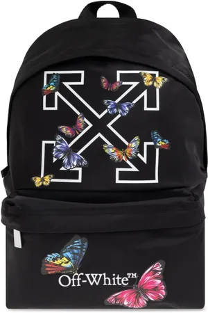 OFF-WHITE Torebki, unisex, Czarny, ONE SIZE, Plecak z nadrukowanym logo