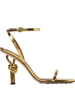 Bottega Veneta Buty, Kobieta, Żółty, 38 EU, Złote Metaliczne Szpilki Sandały