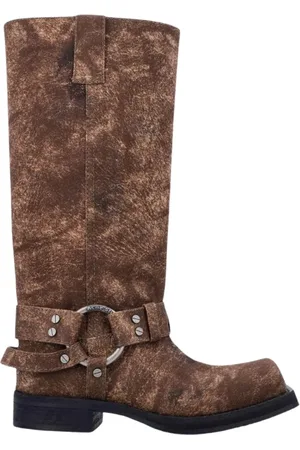 Acne Studios Buty, Kobieta, brązowy, 38 EU, Brązowe Skórzane Buty z Krokodylej Skóry
