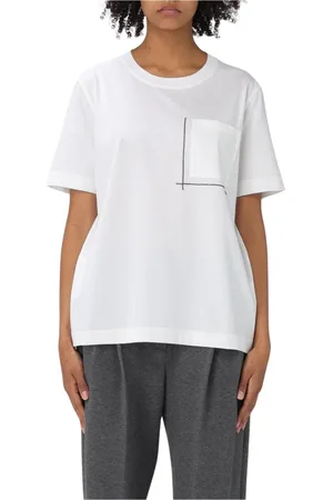 Brunello Cucinelli Koszulki, Kobieta, Biały, XL, Biała minimalistyczna koszulka