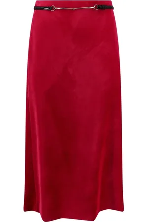 Gucci Spódnice, Kobieta, Czerwony, S, Zamsz, Różowa Spódnica Velvet Bloom Midi