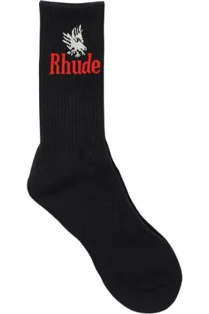 Rhude Bielizna, Mężczyzna, Czarny, ONE SIZE, Czarne Skarpetki z Logo