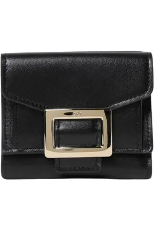 Roger Vivier Akcesoria, Kobieta, Czarny, ONE SIZE, Czarna Skórzana Portmonetka z Klamrą