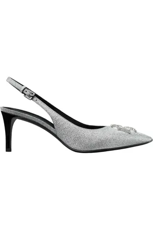 Tory Burch Buty, Kobieta, Szary, 37 EU, Srebrne Szpilki z Brokatem
