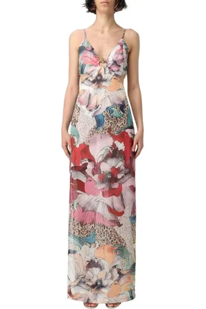 Roberto Cavalli Sukienki, Kobieta, Wielobarwność, M, Wielokolorowa Sukienka z Wzorem, Odważny Design