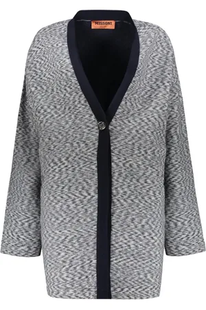 Missoni Swetry, Kobieta, Szary, S, Kardigan z wełnianym kołnierzem