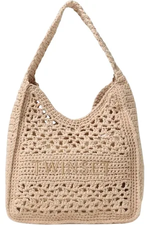 Twin-Set Torebki, Kobieta, Beżowy, ONE SIZE, Elegancka Pleciona Torba na Ramię