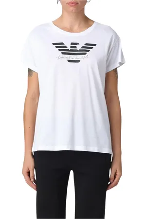 Emporio Armani Koszulki, Kobieta, Biały, L, Biała Koszulka z Logo Orła