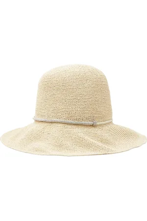 PESERICO SIGN Akcesoria, Kobieta, Beżowy, S, Szydełkowy kapelusz z papieru cloche