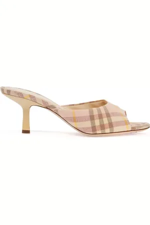 Burberry Buty, Kobieta, Beżowy, 36 EU, Sandały z lnianą cholewką i obcasem