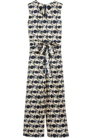 Max Mara Kombinezony, Kobieta, Niebieski, S, Kombinezon z jedwabiu w geometryczny wzór