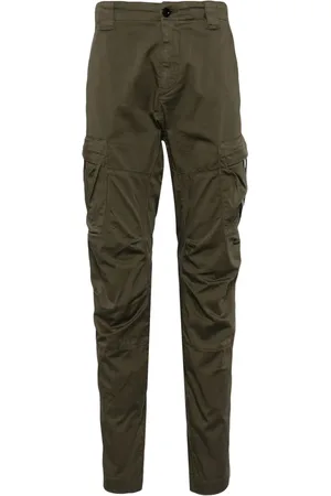 C.P. Company Spodnie, Mężczyzna, Zielony, M, Ergonomiczne spodnie cargo z satyny stretch