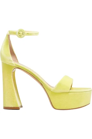 Gianvito Rossi Buty, Kobieta, Żółty, 40 EU, Skóra, Żółte Aksamitne Sandały na Platformie Holly
