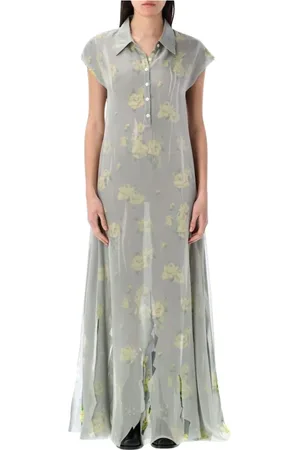Acne Studios Sukienki, Kobieta, Szary, M, Elegancka Kwiatowa Sukienka Maxi