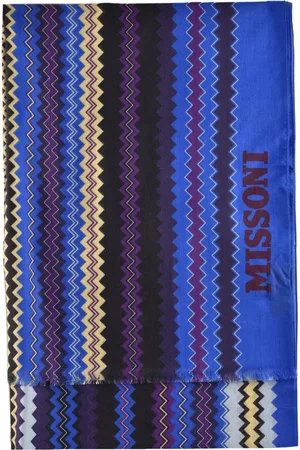 Missoni Akcesoria, Kobieta, Niebieski, ONE SIZE, Wełna, Wełna Jedwabny Szalik