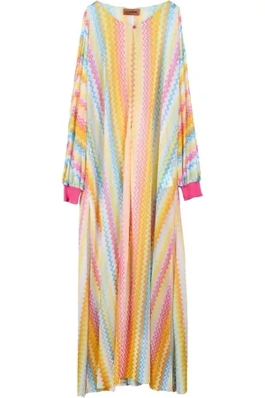 Missoni Sukienki, Kobieta, Wielobarwność, L, Szyfon, Chiffonowy kaftan z bufiastymi rękawami