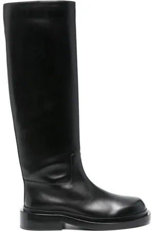 Jil Sander Buty, Kobieta, Czarny, 38 EU, Czarne Skórzane Kozaki za Kolano