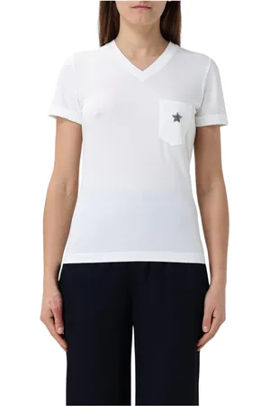 LORENA ANTONIAZZI Koszulki, Kobieta, Biały, S, T-shirt z Gwiazdą i Kieszenią