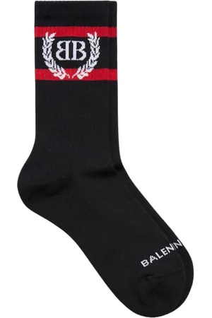 Balenciaga Bielizna, Mężczyzna, Czarny, L, Len, Premium Ribbed Cotton Blend Socks