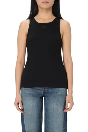 Ganni Koszulki, Kobieta, Czarny, XS, Czarny Dzianinowy Top