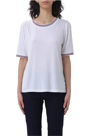 FAY Koszulki, Kobieta, Biały, L, Niebieska T-shirt z ściągaczem