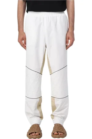 Fendi Spodnie, Mężczyzna, Biały, M, Nylon, Spodnie z panelem w luźnym kroju