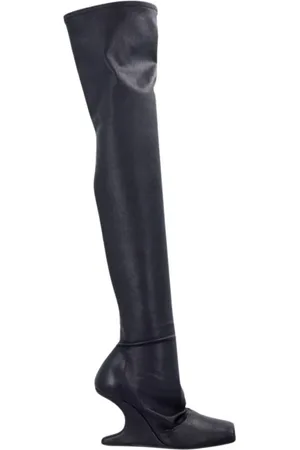 Rick Owens Buty, Kobieta, Czarny, 37 EU, Czarne Skórzane Buty wsuwane