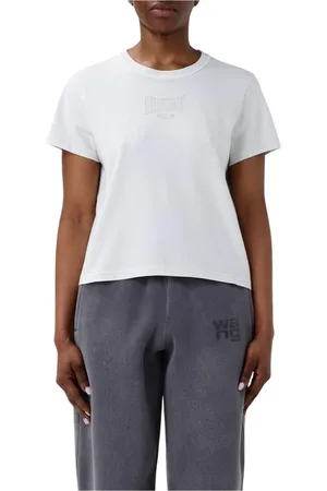 Alexander Wang Koszulki, Kobieta, Biały, M, Czarna Koszulka z Okrągłym Dekoltem