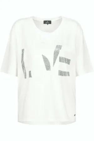 monari Koszulki, Kobieta, Biały, M, Klasyczny biały T-shirt z okrągłym dekoltem