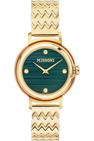 Missoni Akcesoria, Kobieta, Żółty, ONE SIZE, Fiammato Zielona Stalowa Zegarek