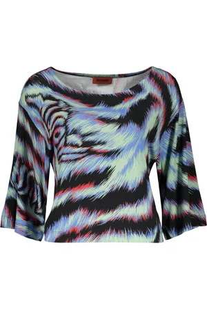 Missoni Bluzki, Kobieta, Wielobarwność, M, Top z bawełny z nadrukiem leoparda