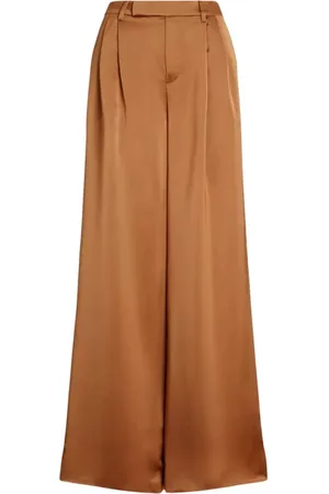 Ralph Lauren Spodnie, Kobieta, Beżowy, M, Satyna, Satynowe spodnie z szerokimi nogawkami