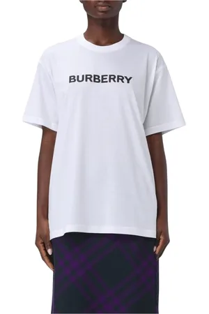 Burberry Koszulki, Kobieta, Biały, M, Ikoniczny Biały T-shirt z Logo
