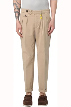Manuel Ritz Spodnie, Mężczyzna, Beżowy, S, Beżowe Spodnie Slim-Fit z Detalami