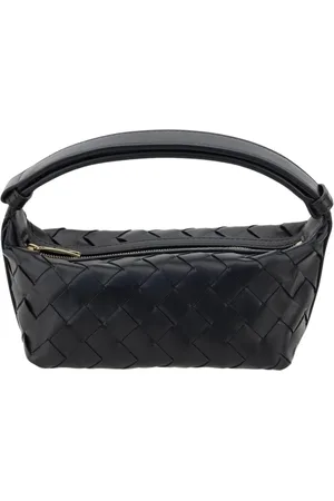 Bottega Veneta Torebki, Kobieta, Czarny, ONE SIZE, Czarna skórzana portmonetka z wzorem plecionki