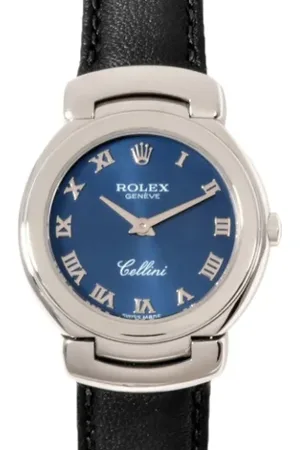 Rolex Pre-owned, Kobieta, Niebieski, ONE SIZE, Skóra, Pre-owned White Gold watches