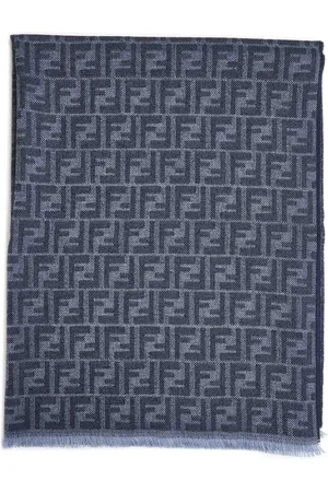 Fendi Akcesoria, Mężczyzna, Niebieski, ONE SIZE, Wełna, Szal Wełniany Niebieski