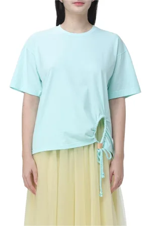 FORTE FORTE Koszulki, Kobieta, Niebieski, S, Niebieski T-shirt z sznurkiem