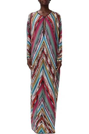 Missoni Sukienki, Kobieta, Wielobarwność, S, Czerwona Sukienka Midi w Sznurkowy Wzór
