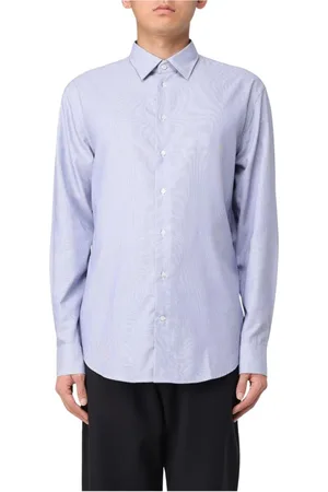 Emporio Armani Koszule, Mężczyzna, Niebieski, M, Niebieska Koszula, Slim Fit