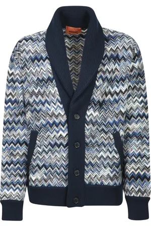 Missoni Swetry, Mężczyzna, Niebieski, S, Niebieski Sweterek w Zigzag