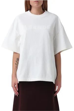 Jil Sander Koszulki, Kobieta, Biały, L, Minimalistyczny T-shirt z logo dla kobiet