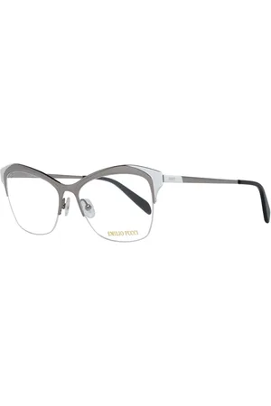 Emilio Pucci Akcesoria, Kobieta, Szary, ONE SIZE, Srebrne Okulary Optyczne Dla Kobiet Półrama